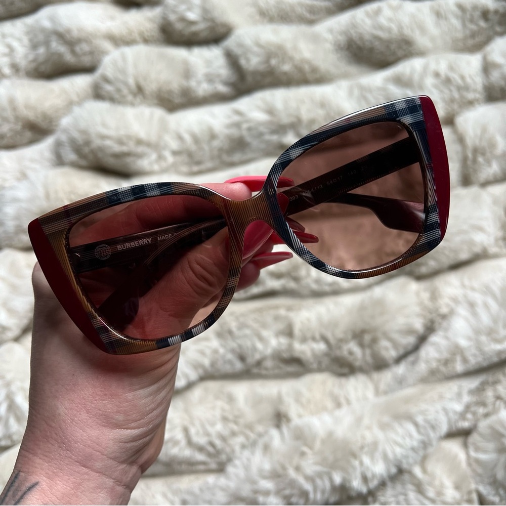 Burberry Plaid and Red Women's Sunglasses